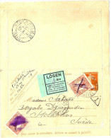 LBL5 - EP CL SEMEUSE CAMEE 10c A DESTINATION DE STOCKOLM TAXEE EN SUEDE SEPTEMBRE 1911 - Letter Cards