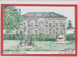 Carte Postale 60. Guiscard  L'école Par Yves Ducourtioux  Trés Beau Plan - Guiscard