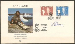 Czeslaw Slania. Greenland 1988. Queen Margrethe II. Michel 179-80 FDC. Signed. - FDC
