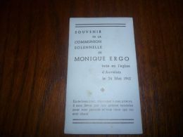 BC7-2-101 Souvenir Communion Monique Ergo Auvelais   1942 - Kommunion Und Konfirmazion