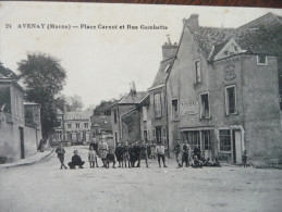 CPA Animée.Avernay .Marne. Place Carnot Et Rue Gambetta - Other & Unclassified