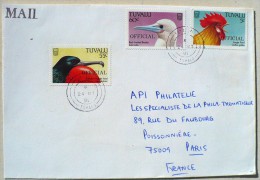 TUVALU Poule, Gallinacée, Coq, Lettre Ayant Voyagée  24/05/1991. Timbres Surchargés OFFICIAL - Hoendervogels & Fazanten