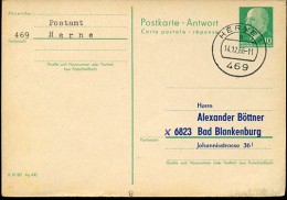 DDR P77 A Antwort-Postkarte ZUDRUCK Böttner #1 HERNE 1966 - Cartes Postales Privées - Oblitérées