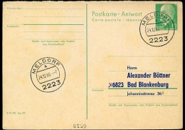DDR P77 A Antwort-Postkarte ZUDRUCK Böttner #1 MELDORF Schleswig-Holstein 1966 - Cartes Postales Privées - Oblitérées