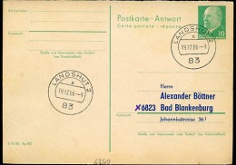 DDR P77 A Antwort-Postkarte ZUDRUCK Böttner #1 LANDSHUT 1966 - Private Postcards - Used