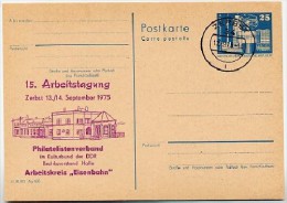 DDR P80-1b-75 C5-b Postkarte PRIVATER ZUDRUCK Bahnhof Zerbst Stpl. 1975 - Privé Postkaarten - Gebruikt