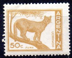 ARGENTINA 1959 Puma - 50c. - Ochre   MH - Unused Stamps
