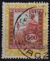 1923 Hungary - Judaical Tax - Revenue Stamp - 500 K - Used - Fiscale Zegels