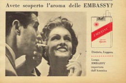 # EMBASSY CIGARETTES U.S.A. 1950s Advert Pubblicità Publicitè Reklame Sigarette Cigarrillos Zigaretten Tabak - Sonstige & Ohne Zuordnung