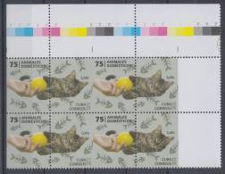 2013.99 CUBA 2013 MNH BLOQUE DE 4. ERROR PERFORACION. PERFORATION ERROR. ANIMALES DOMESTICOS . GATOS. CATS. - Geschnittene, Druckproben Und Abarten