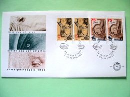 Netherlands 1988 FDC Cover - Animals Zoo Horse - Orangutan Monkey - S.s. Of 4 Stamps Without Label - Scott B640a = 4.... - Brieven En Documenten