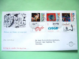 Netherlands 1988 FDC Cover - Cobra Painting Group - Cobra Cat - Stag Beetle - Fallen Horse - Lettres & Documents