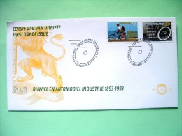 Netherlands 1993 FDC Cover - Bicycle And Motor Industry - Cars - Lion Illustration - Lettres & Documents