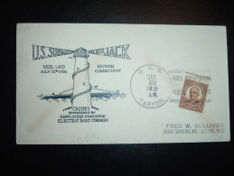 LETTRE TP USA 1 1/2C OBL.MEC. JUL 22 1936 U.S.S. TARPON. + U.S.. SUBMARINE SKIPJACK + ELECTRIC BOAT COMPANY + PHARE - Sottomarini