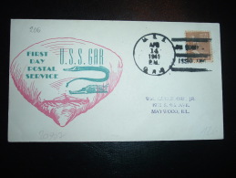 LETTRE TP USA 1 1/2C OBL.MEC. APR 14 1941 U.S.S. GAR + U.S.S. GAR - Sous-marins