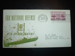 LETTRE TP USA 3C OBL.MEC. SEP 26 1941 PENSACOLA, FLA. + U.S. SUBMARINES  FOR NATIONAL DEFENSE - Sous-marins