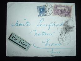 LETTRE PAR AVION POUR FRANCE TP 1F25 + 65C OBL. 14-6-39 ALGER RP ALGER + VERSO 14-6-39 ALGER-GARE SECTION-AVION - Covers & Documents