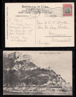 Kuba Cuba 1910 Picture Postcard MORRO CASTLE SANTIAGO DE CUBA To Denmark - Storia Postale