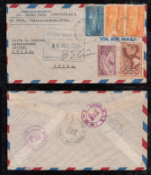 Kuba Cuba 1946 Registered Airmail Cover ESTACION MEDINA To LUZERN Olho De Boi Stamp - Storia Postale
