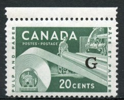 Canada 1955 20 Cent Paper Industry Issue G Overprint #O45 MNH - Sovraccarichi