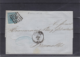 Belgique - Lettre De 1866 - Oblitération Anvers - Expédié Vers Bruxelles - - 1865-1866 Linksprofil