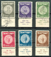 Israel - 1950, Michel/Philex No. : 22-27, - USED - Full Tab - See Scan - Gebruikt (met Tabs)