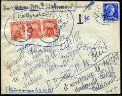 FRANCE - MARIANNE MULLER - N° 1011B / LETTRE TAXÉE 30F, DE BELLIGNAT LE 20/1/1958, POUR NANTUA - TB - 1955-1961 Marianne De Muller