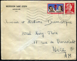 FRANCE - MARIANNE MULLER - N° 1011C + VIGNETTE BCG / LETTRE O.M. D'ARRAS LE 15/1/1959, POUR NICE - TB - 1955-1961 Maríanne De Muller
