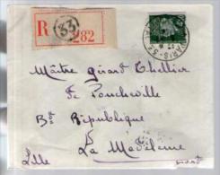 France Lettre Recommandée CAD Paris 6-01-1944 ?? / Tp Pétain 523 Seul Pour Maitre Thellier La Madeleine Lille - Covers & Documents