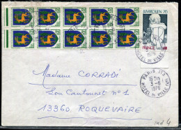 FRANCE - ARMOIRIES - N° 1351B (10) + 1876 / LETTRE DE PARIS LE 3/6/1976, POUR ROQUEVAIRE - TB - 1941-66 Coat Of Arms And Heraldry