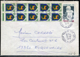 FRANCE - ARMOIRIES - N° 1351B (10) + 1876 / LETTRE DE PARIS LE 3/6/1976, POUR ROQUEVAIRE - TB - 1941-66 Stemmi E Stendardi