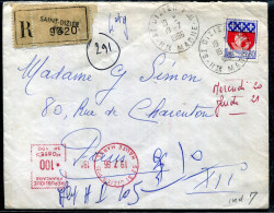 FRANCE - ARMOIRIES - N° 13554B + O.M. ROUGE 1F / LR DE ST DIZIER LE 19/7/1966, POUR PARIS - TB - 1941-66 Escudos Y Blasones