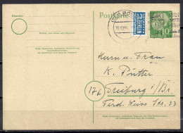 Deutschland Ganzsache 1954 Michel Nr. P 19 10 Pf. Heuss + Notopfer Berlin, Von Bonn Nach Freiburg 16.10.54 P19 - Cartoline - Usati