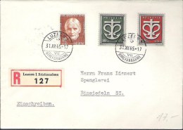 Schweiz Suisse 1945: R-Brief Mit DON NATIONAL 1945 Zu WIII19-20 Mi 443-444 Yv 403-404 Mit ⊙ LUZERN 31.XII.45 - Storia Postale