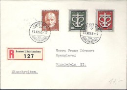 Schweiz Suisse 1945: R-Brief Mit DON NATIONAL 1945 Zu WIII19-20 Mi 443-444 Yv 403-404 Mit ⊙ LUZERN 31.XII.45 - Brieven En Documenten