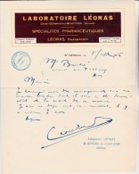 FACTURE AUTOGRAPHE - LABORATOIRE  LEORAS - LYON 1926 - 1900 – 1949