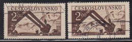 Czechoslovakia Scott #411 2k Steam Shovel Variety: Spot Between Man And Shovel POFIS #543 DV 9/1 - Abarten Und Kuriositäten
