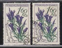 Czechoslovakia Scott #1245 1.60k Gentian Variety: Missing Piece Of Leaf Mid-right Side  POFIS #1381 DV 3/1 - Errors, Freaks & Oddities (EFO)