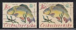 Czechoslovakia Scott #1381 60h European Perch Variety: Bottom Of '1' Slanted, Not Straight Across  POFIS #1518 DV 5 - Errors, Freaks & Oddities (EFO)