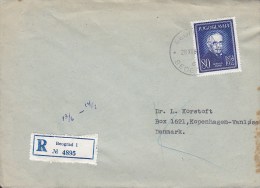 Yugoslawia Registered Recommandée BEOGRAD Label 1960? Cover To VANLØSE Denmark Mihajlo Pupin - Covers & Documents