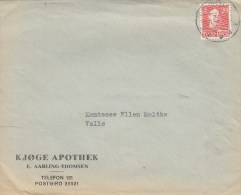 Denmark KJØGE APOTHEK, KØGE 1947 Cover Brief  To Komtesse MOLTKE, Vallø Slot - Brieven En Documenten