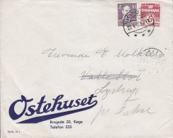 Denmark OSTEHUSET, KØGE 1947 Cover Brief Grevinde MOLTKE, VALLØ Lystrup Pr. Fakse - Storia Postale