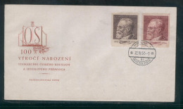 CZECHOSLOVAKIA FDC 1952 100TH BIRTH ANNIV OSKAR SEVCIK SET OF 2 PEDAGAGUE TEACHER (PRAHA 1 CDS 9i Striker) - FDC