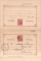 FILIPINAS : Tarjeta Entero Postal Doble (IDA+VUELTA) De Alfonso XII, Año 1889, CIRCULADA. - 1850-1931