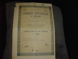 Obligation De 500 F " Société Du Cabinet Littéraire De Verviers " 1925 - Cinéma & Theatre