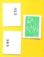 Lot De 3 Variantes De Roulettes Marianne De Lamouche TVP Vert PHIL@POSTE Ecopli Neufs ** MNH Roulette Yvert 3742a - Coil Stamps