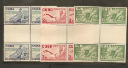 O) 1948  CARIBE,COFFEE, SET WITH GUTTER PAIR, VERY RARE, XF - Imperforates, Proofs & Errors