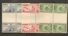 O) 1948  CARIBE,COFFEE, SET WITH GUTTER PAIR, VERY RARE, XF - Sin Dentar, Pruebas De Impresión Y Variedades