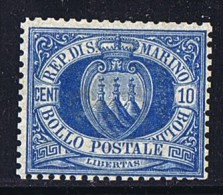 1877   Armoiries 10 Cent  Bleu  Sass  3a   * MH - Unused Stamps