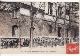 PARIS (75) XXème -  Avenue Gambetta Ecole Des Filles - Carte Colorée - Enseignement - VOIR 2 SCANS - - Bildung, Schulen & Universitäten